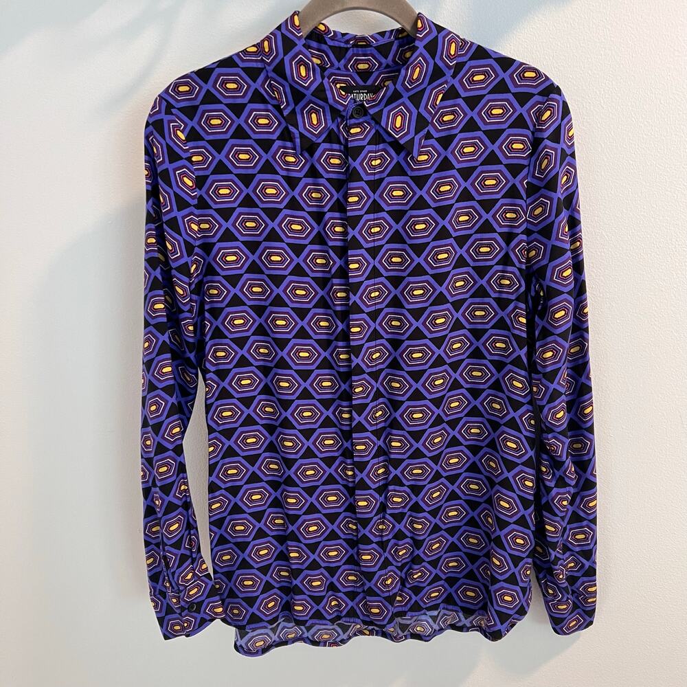 Kate Spade Saturday Geometric Patterned Button Front Shirt Size 2